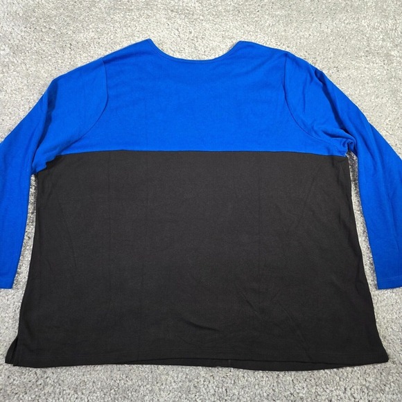 Quacker Factory Shirt Women 3X Blue Halloween Graphic Long Sleeve Trick or Treat - Picture 9 of 13